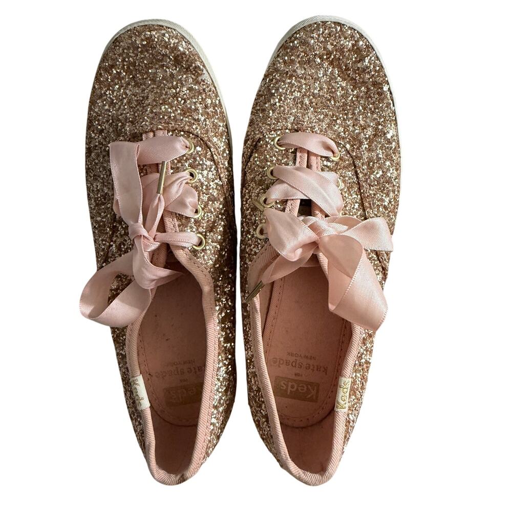 Keds x kate spade new york Women’s Gold Glitter Canvas Lace-Up Flats US 5.5